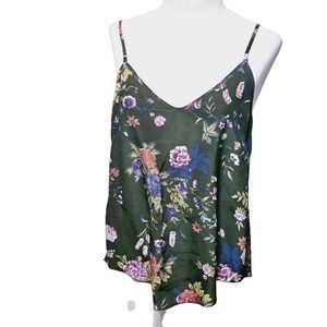Aritzia Silk Cami size Medium moss green floral